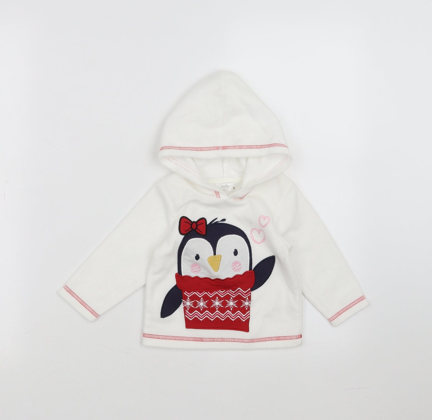 M&Co Girls White   Pullover Jumper Size 6-9 Months  - penguin