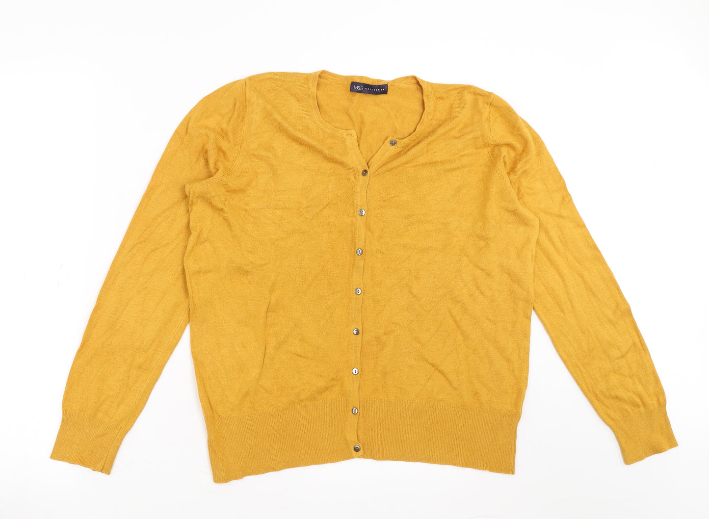Marks and Spencer Womens Yellow   Cardigan Jumper Size 14