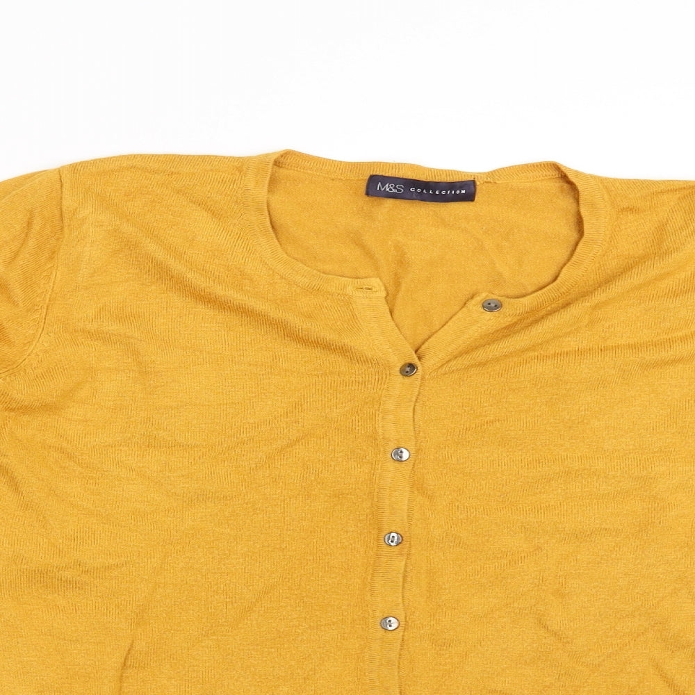Marks and Spencer Womens Yellow   Cardigan Jumper Size 14