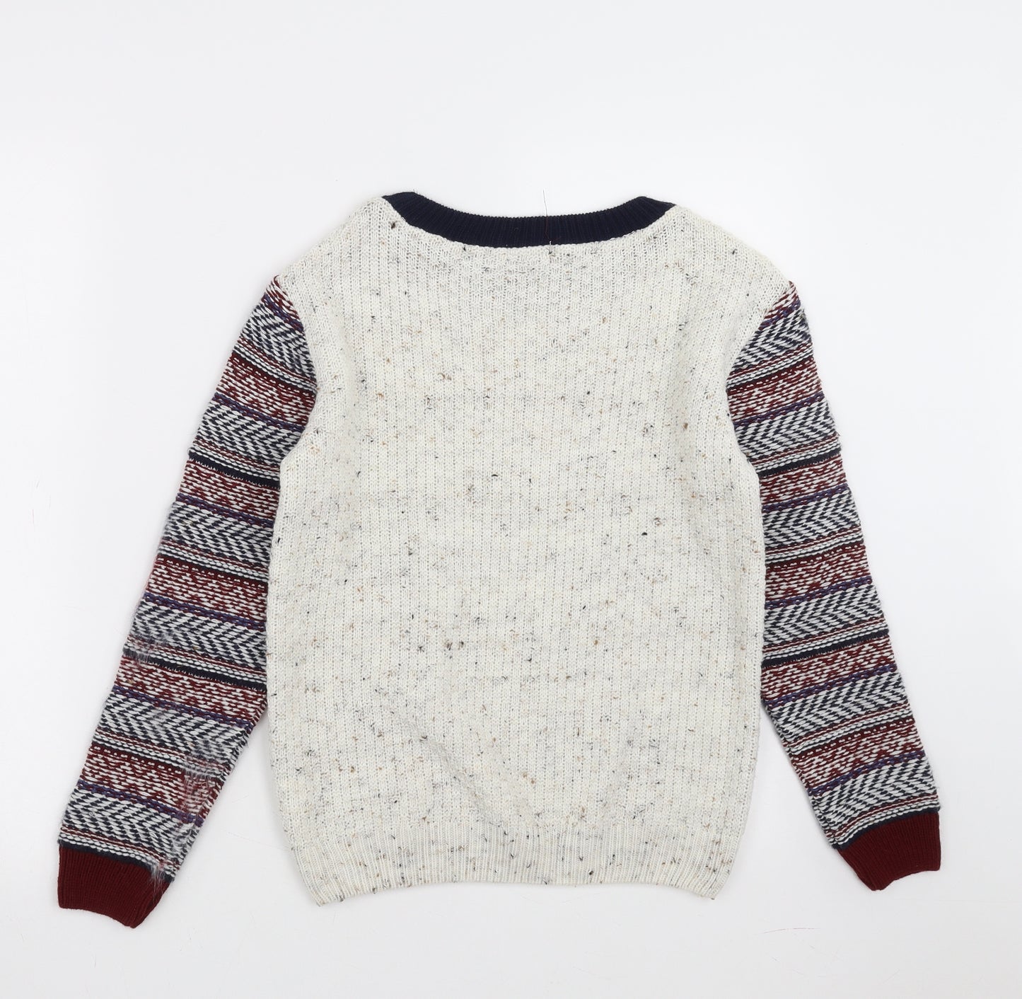River Island Boys Beige Geometric Knit Pullover Jumper Size 9-10 Years