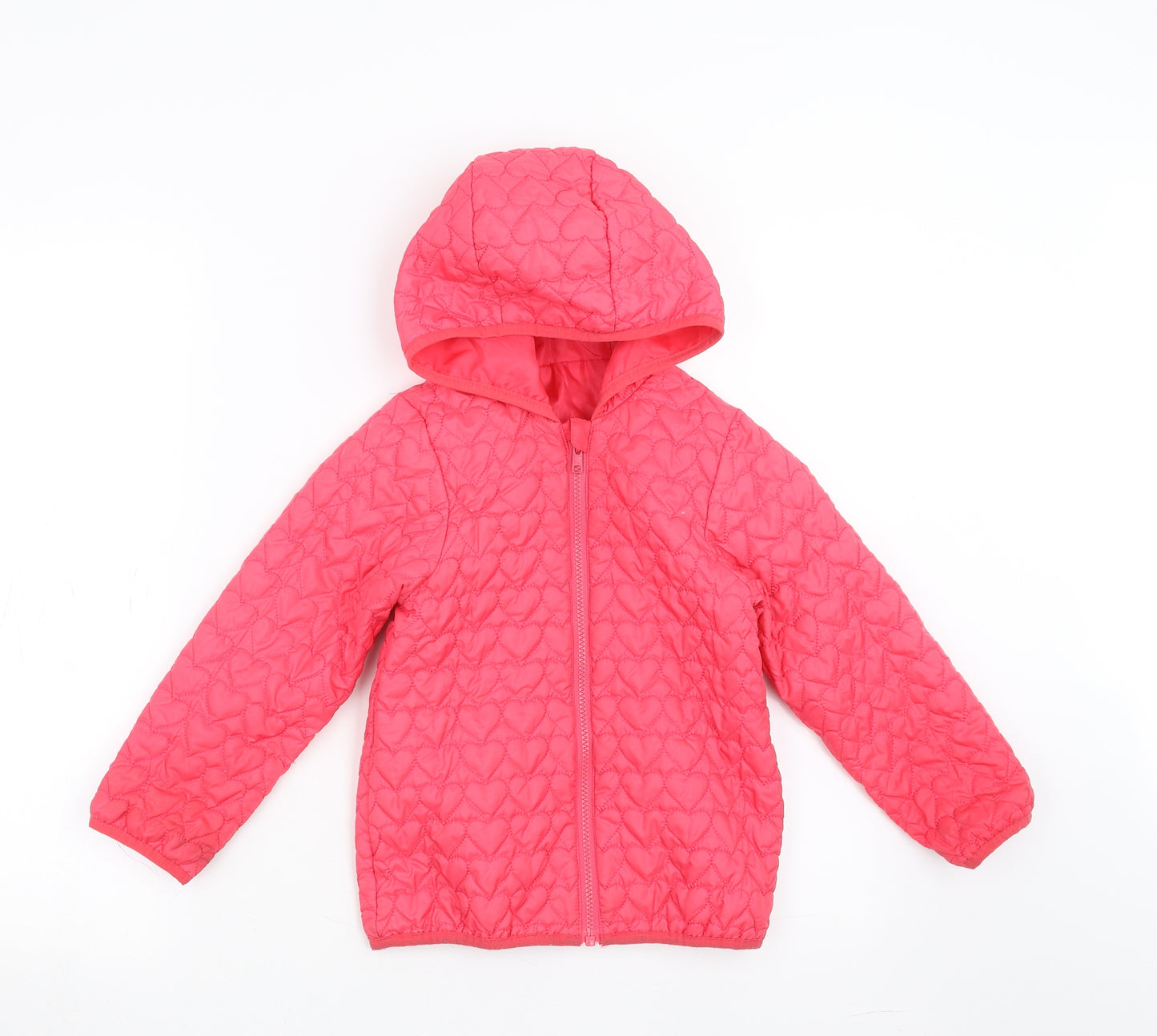 George Girls Pink   Quilted Jacket Size 5-6 Years  - heart pattern