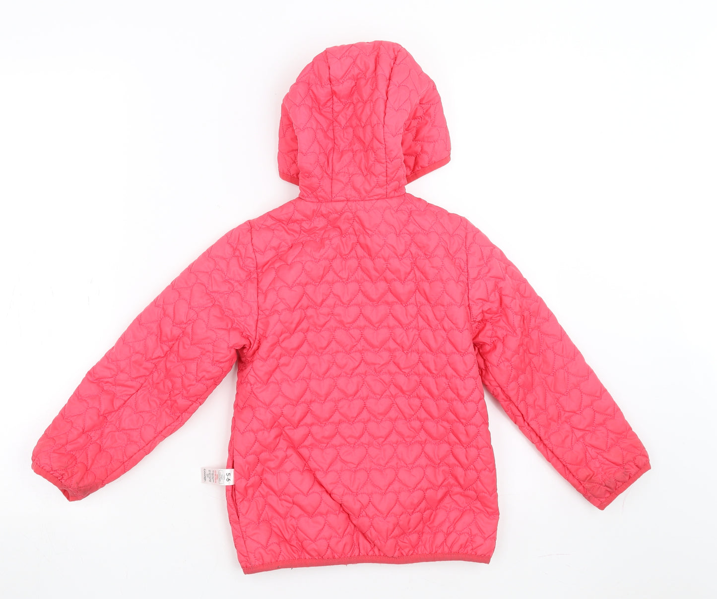 George Girls Pink   Quilted Jacket Size 5-6 Years  - heart pattern