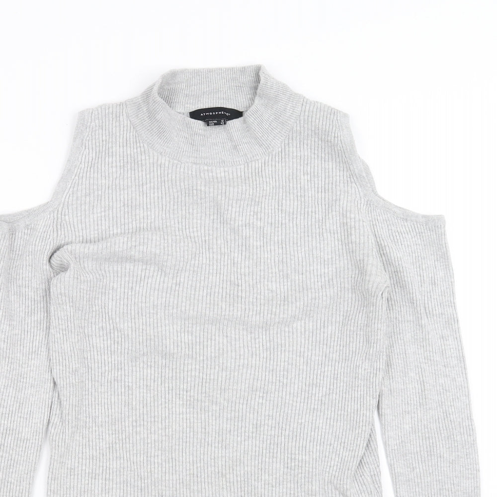 Primark Womens Grey   Pullover Jumper Size 12  - cold Shoulder