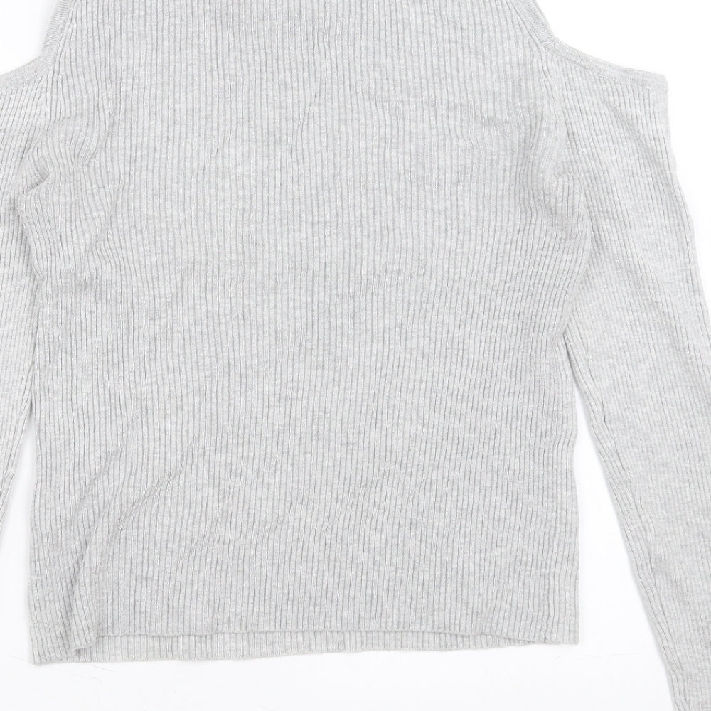 Primark Womens Grey   Pullover Jumper Size 12  - cold Shoulder