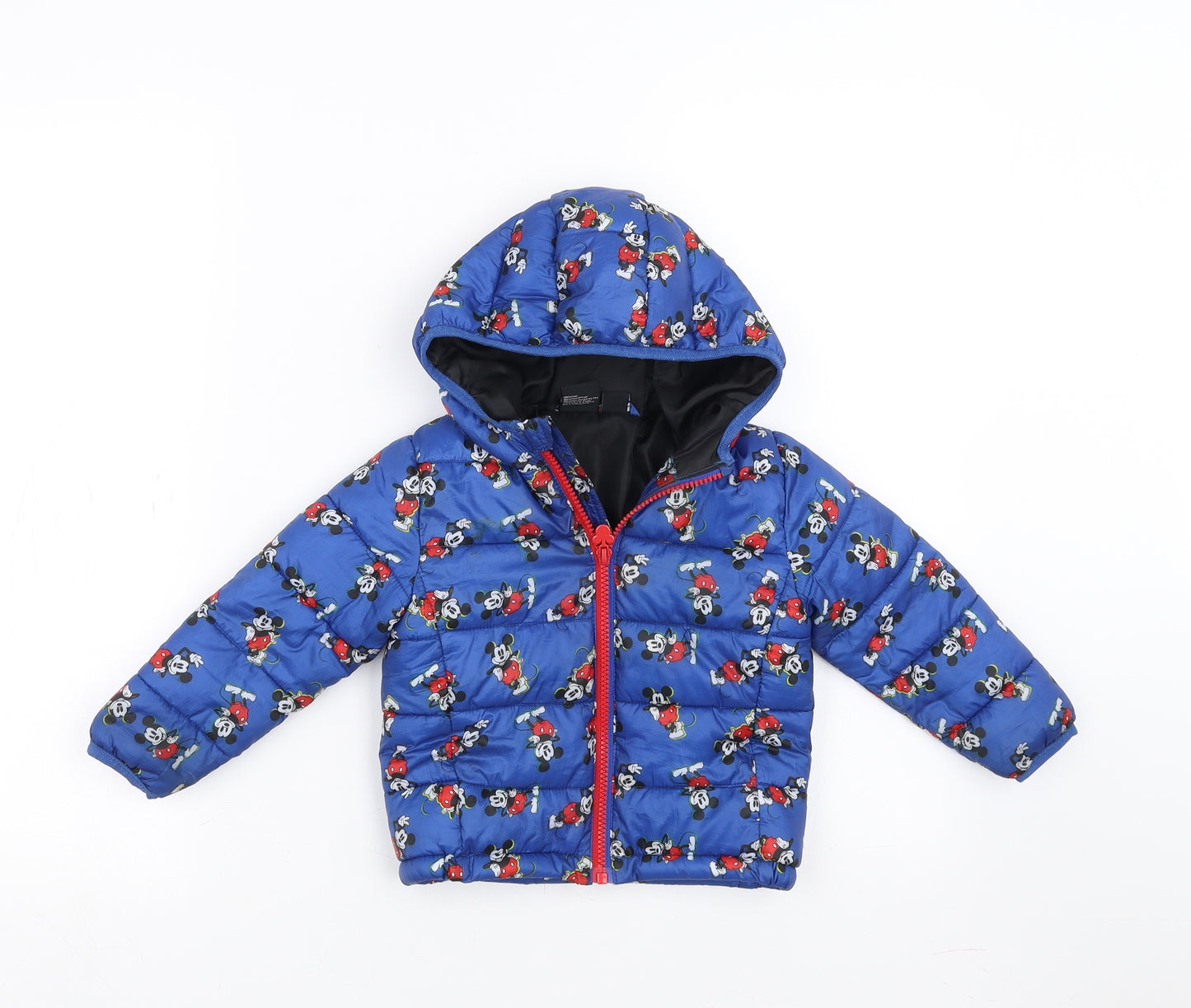 Primark Boys Blue   Puffer Jacket Coat Size 12-18 Months  - mickey mouse