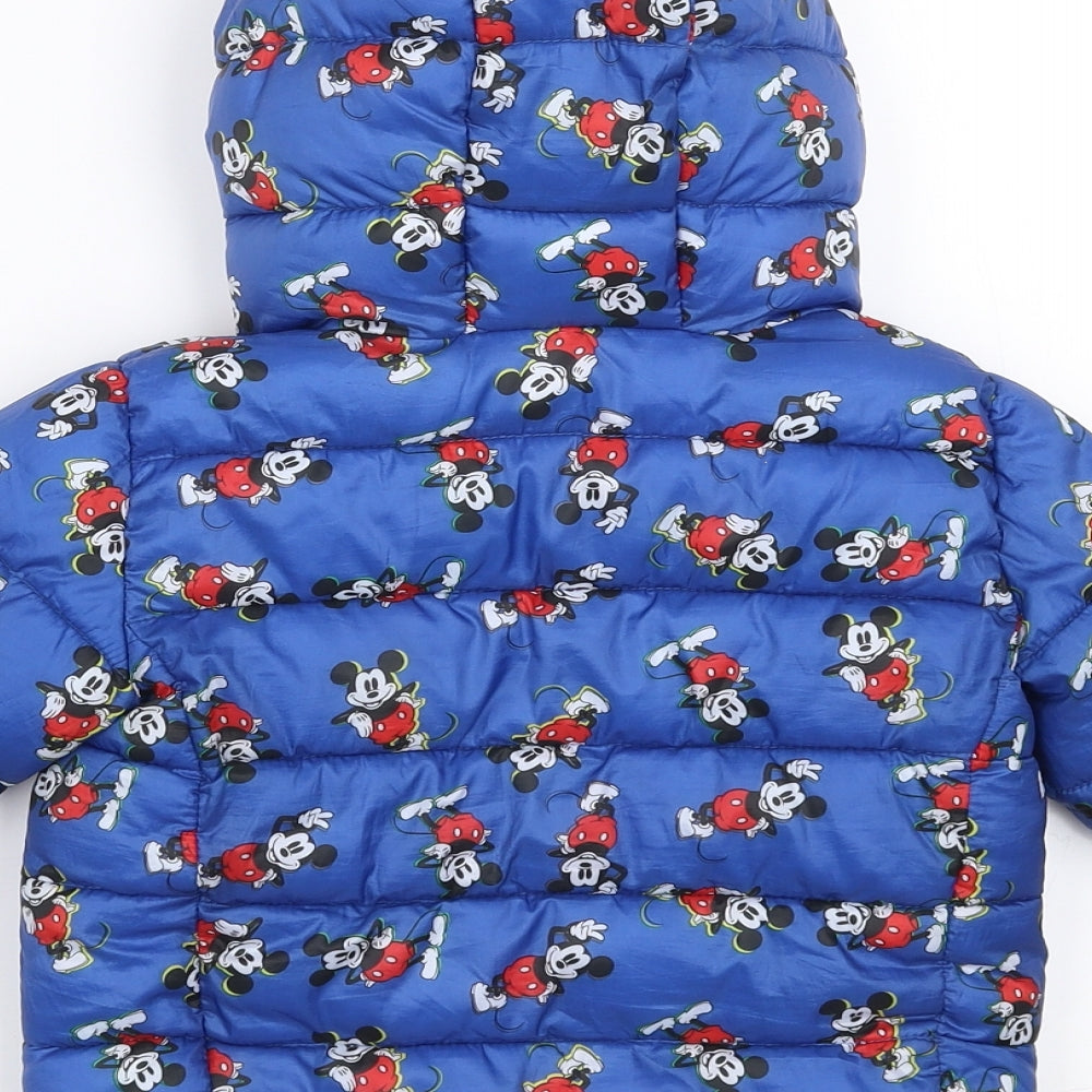 Primark Boys Blue   Puffer Jacket Coat Size 12-18 Months  - mickey mouse