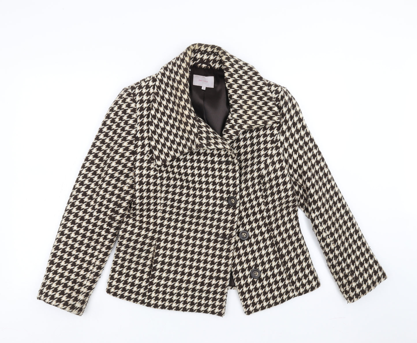 Marks and Spencer Womens Brown Houndstooth  Jacket  Size 8