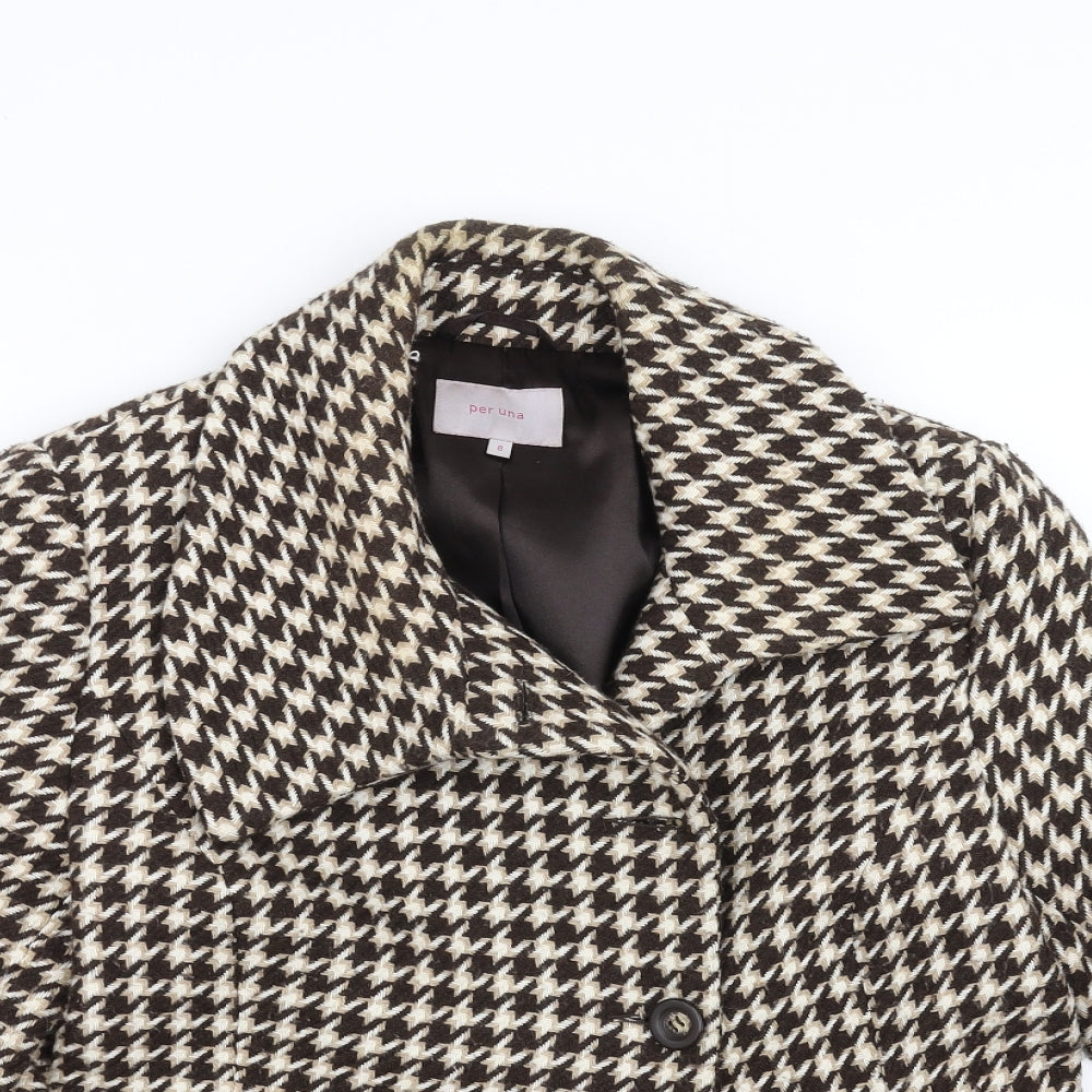 Marks and Spencer Womens Brown Houndstooth  Jacket  Size 8