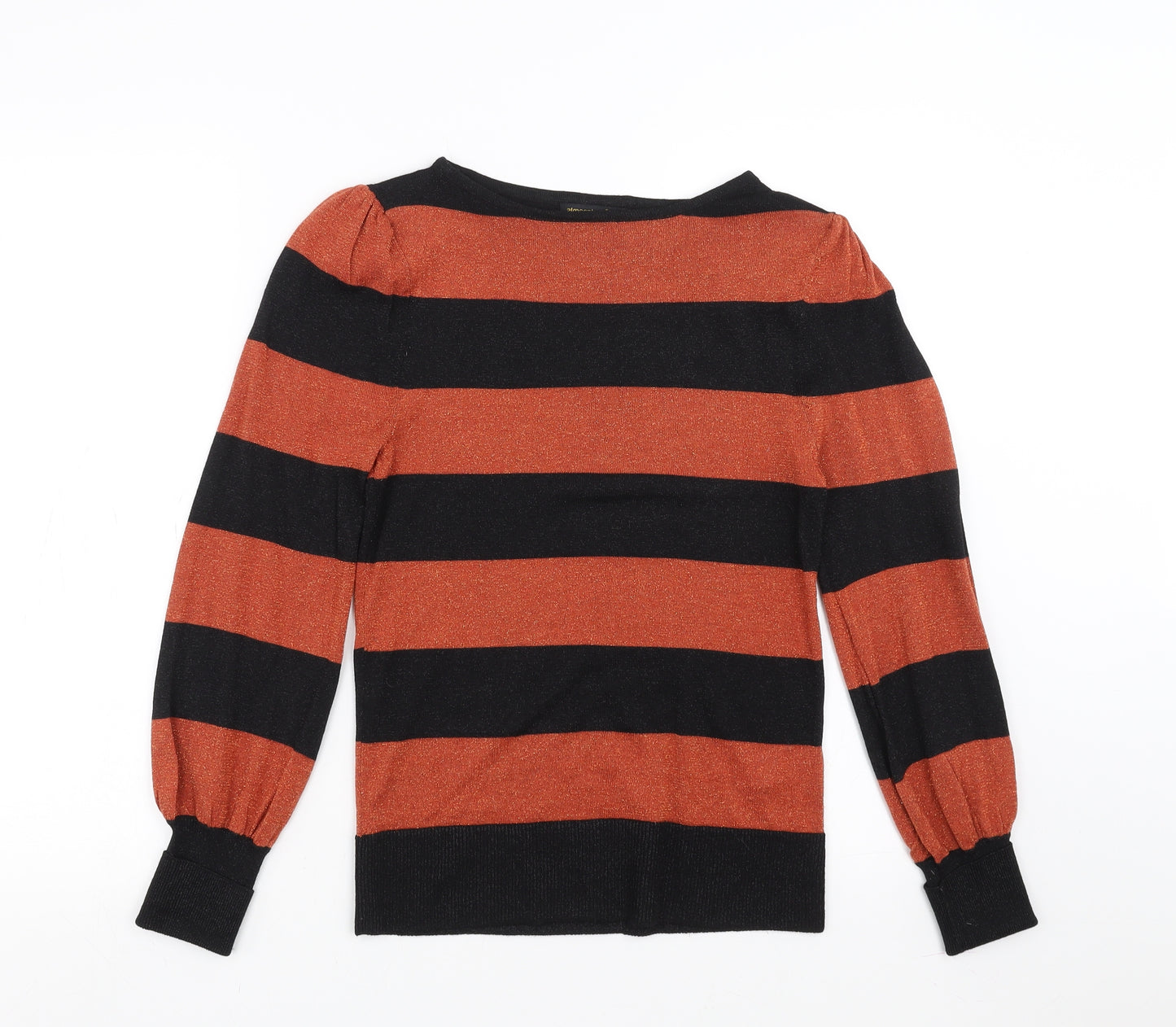 Primark Womens Orange Striped  Pullover Jumper Size 10  - glittery