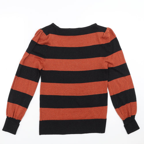 Primark Womens Orange Striped  Pullover Jumper Size 10  - glittery
