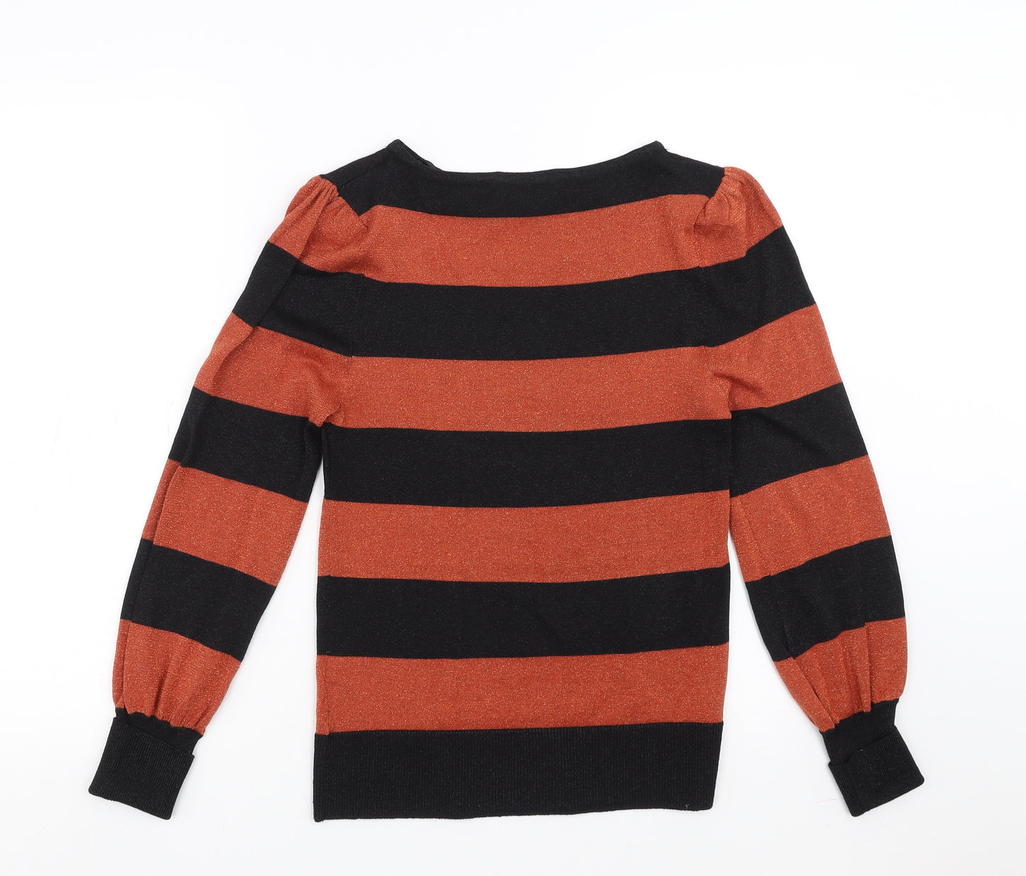 Primark Womens Orange Striped  Pullover Jumper Size 10  - glittery
