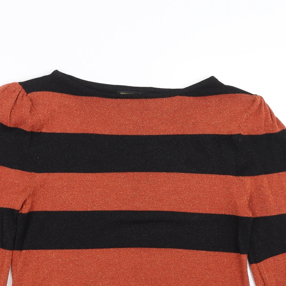 Primark Womens Orange Striped  Pullover Jumper Size 10  - glittery