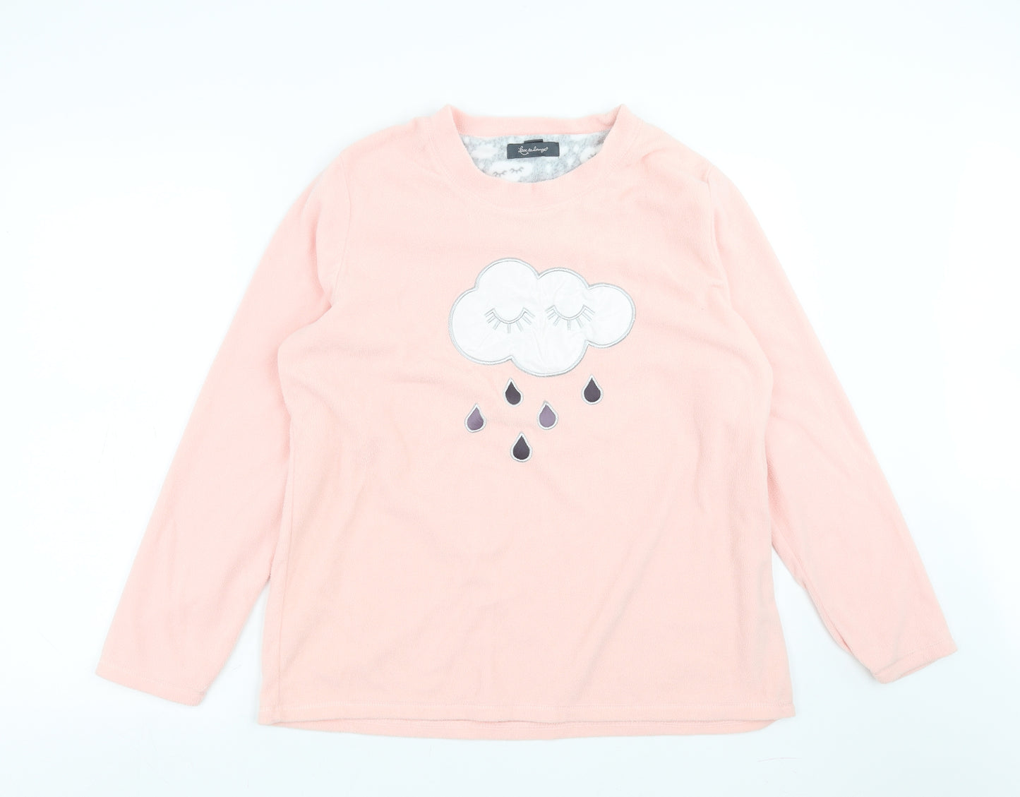 Primark Womens Pink Solid Fleece Top Pyjama Top Size L  - rain cloud
