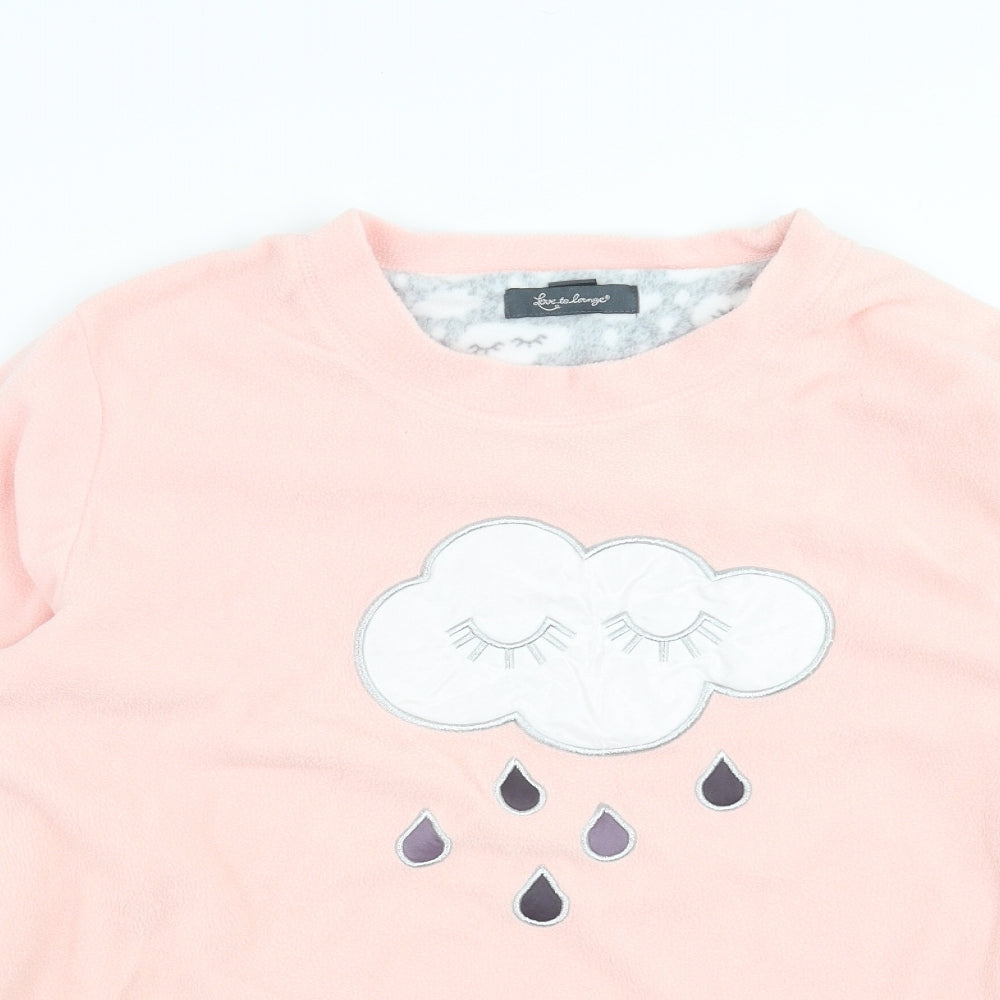 Primark Womens Pink Solid Fleece Top Pyjama Top Size L  - rain cloud