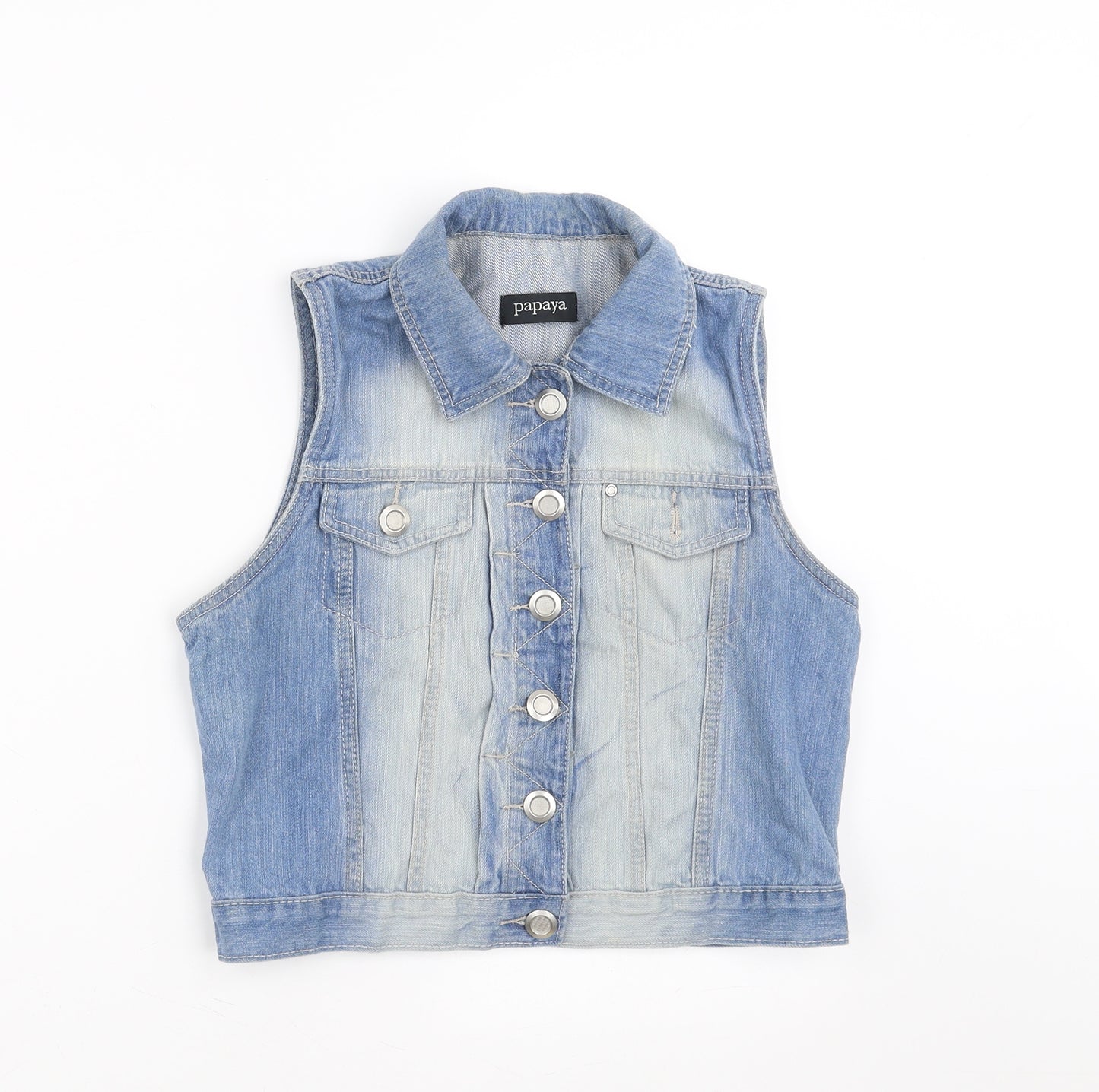 Papaya Womens Blue  Denim Gilet Jacket Size 12