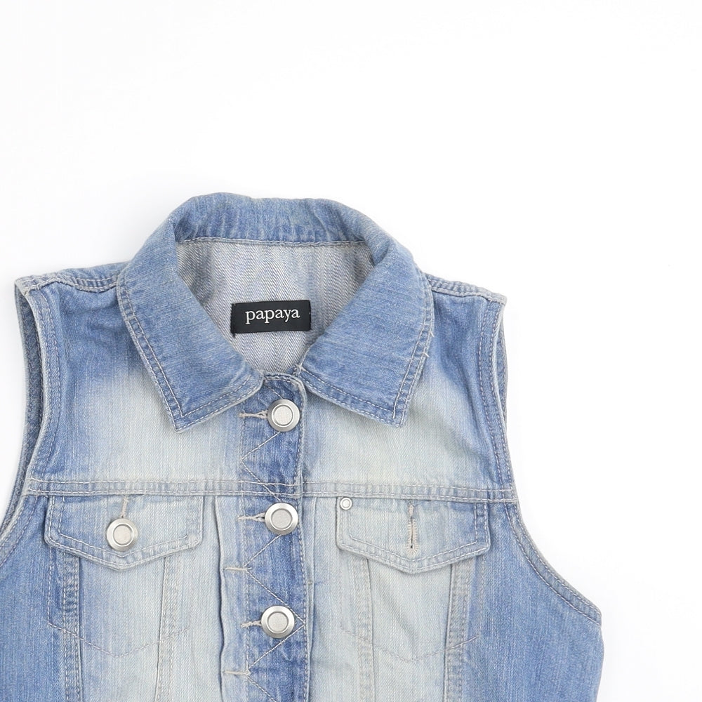 Papaya Womens Blue  Denim Gilet Jacket Size 12