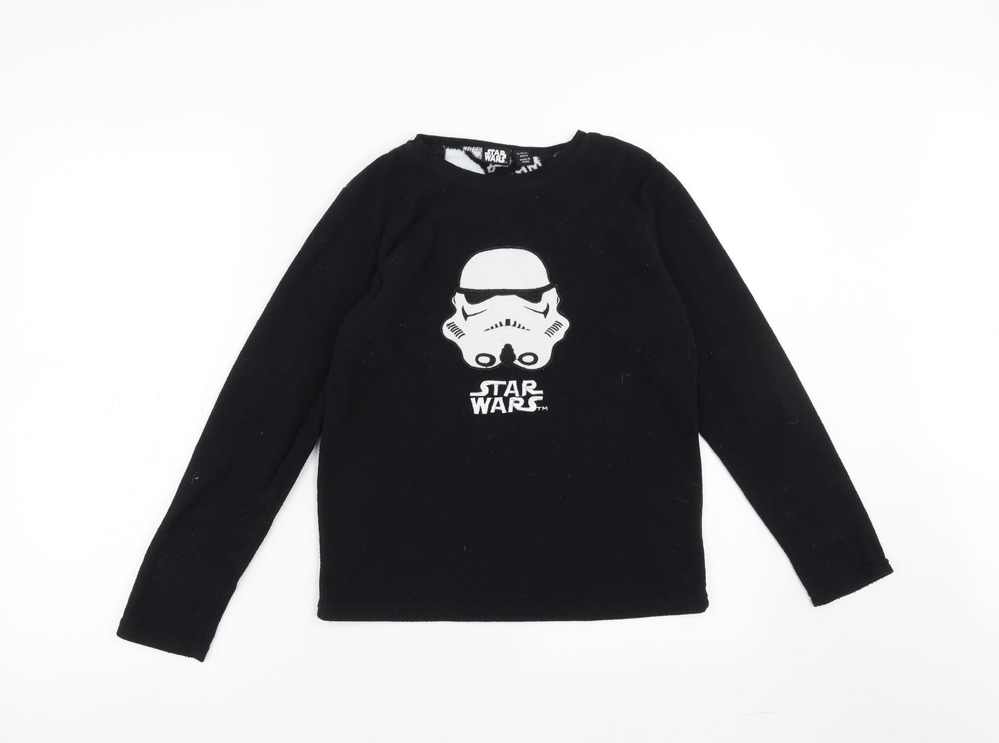 Primark Boys Black Solid Fleece  Pyjama Top Size 11-12 Years  - star wars