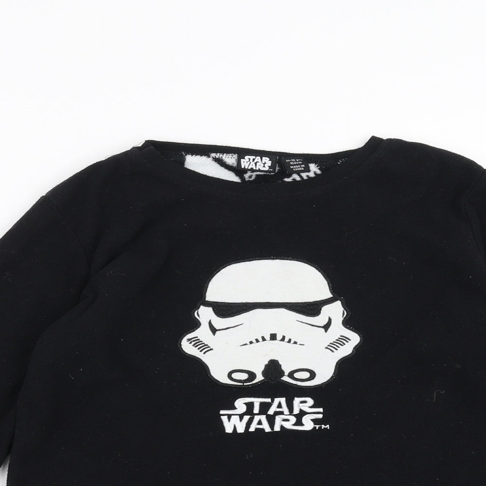 Primark Boys Black Solid Fleece  Pyjama Top Size 11-12 Years  - star wars