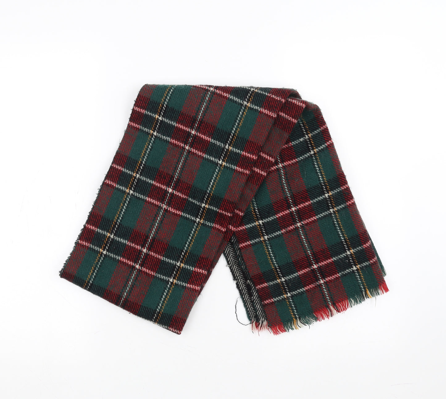 Preworn Unisex Green Plaid   Scarf