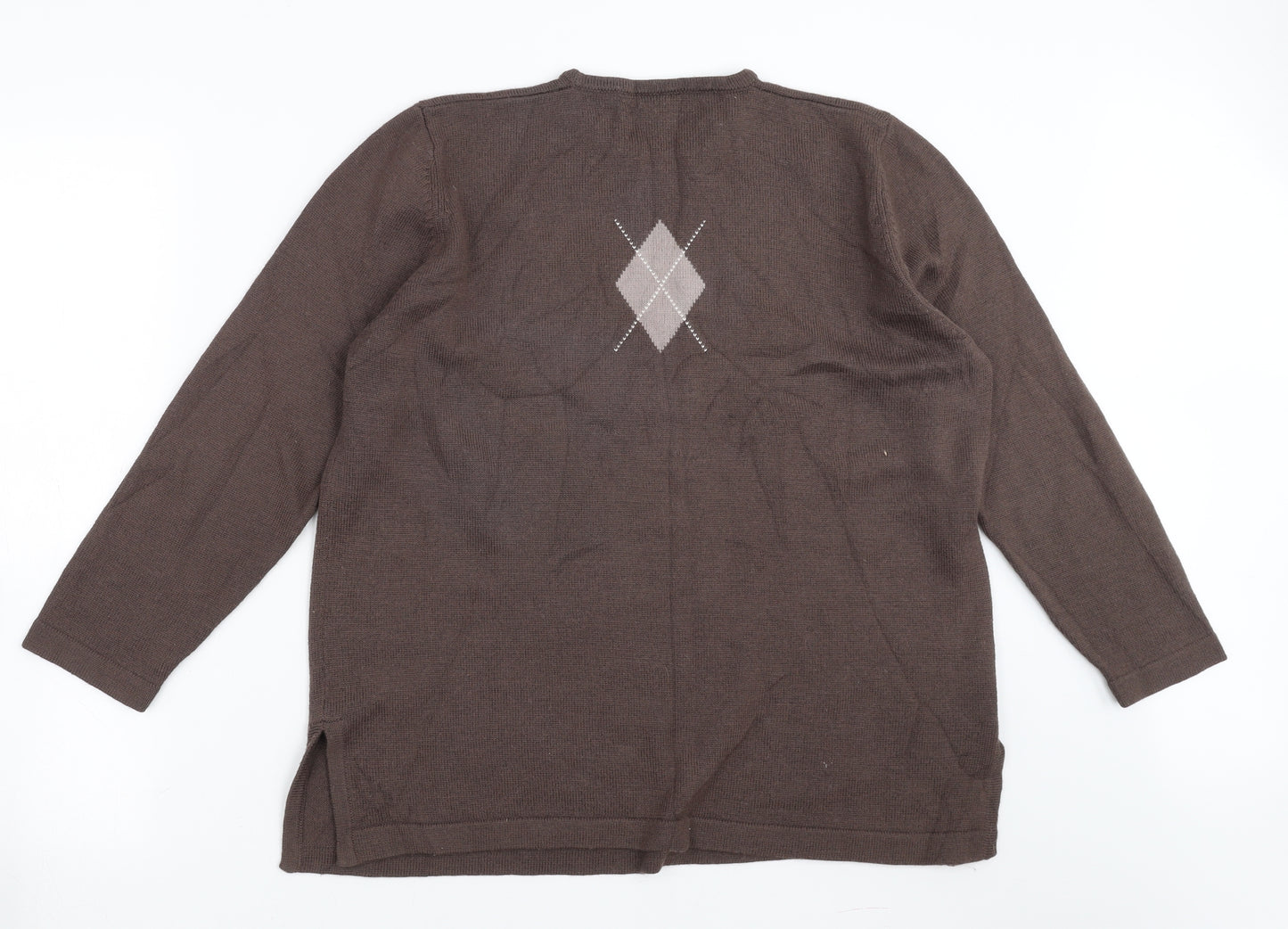 Country Casuals Womens Brown Argyle/Diamond  Pullover Jumper Size L