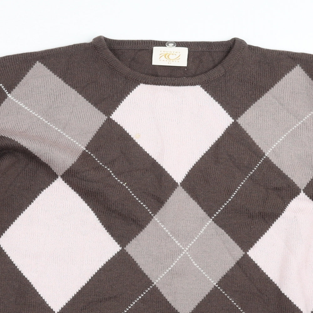 Country Casuals Womens Brown Argyle/Diamond  Pullover Jumper Size L
