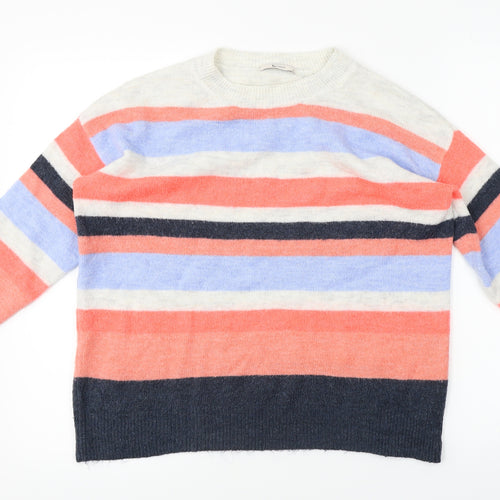TU Womens White Striped  Pullover Jumper Size 10