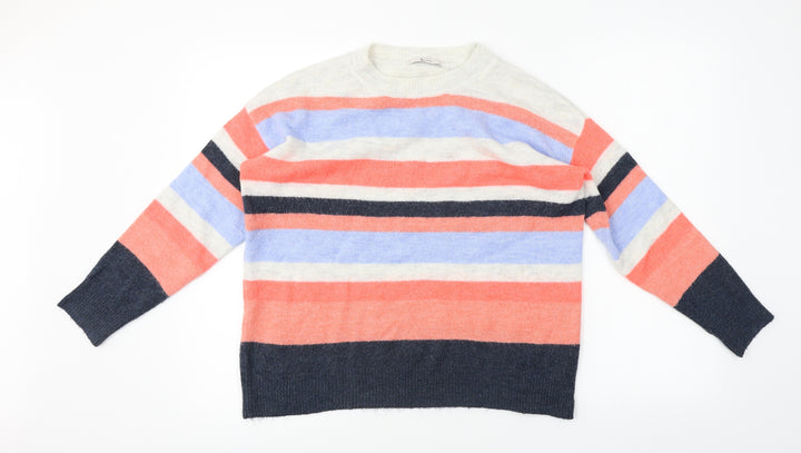 TU Womens White Striped Pullover Jumper Size 10