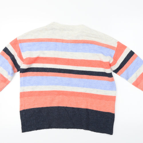 TU Womens White Striped  Pullover Jumper Size 10