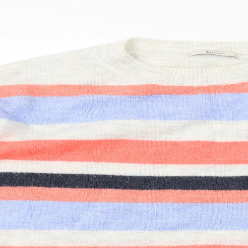 TU Womens White Striped  Pullover Jumper Size 10