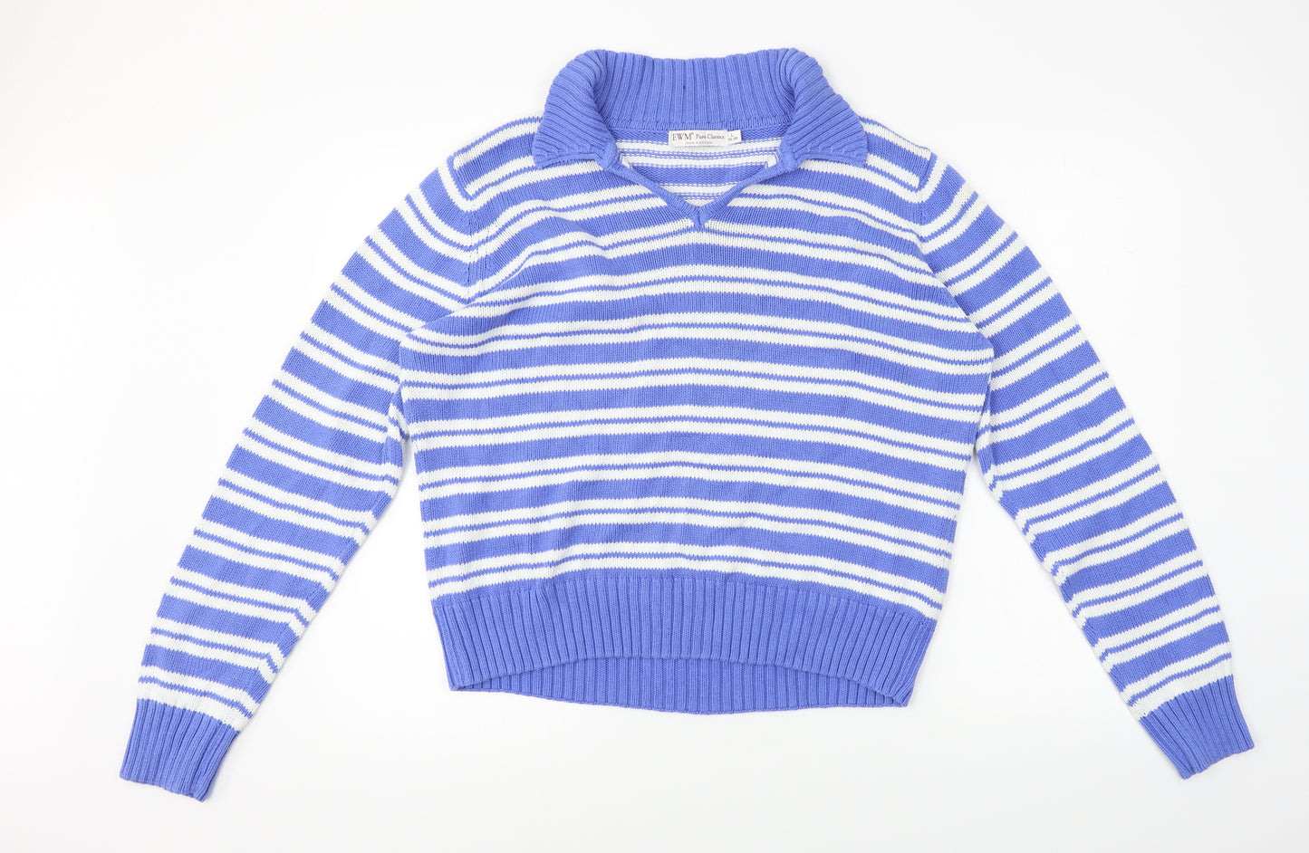 EWM  Womens Blue Striped  Pullover Jumper Size L