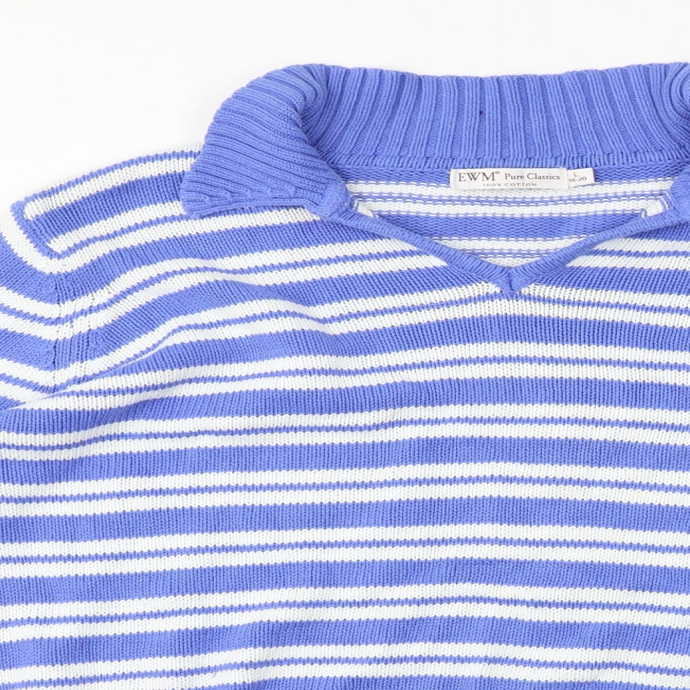 EWM  Womens Blue Striped  Pullover Jumper Size L
