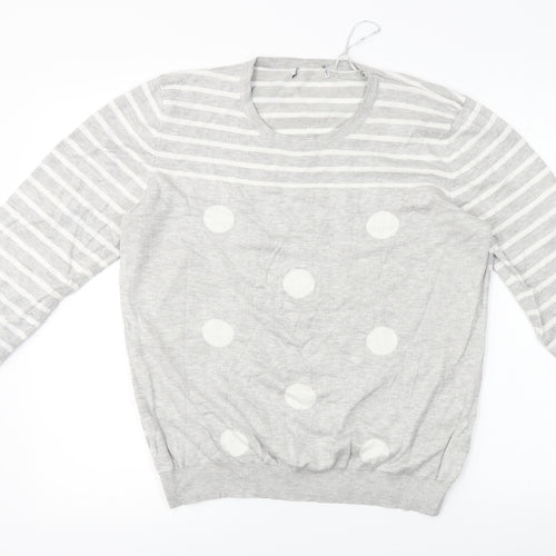 Preworn  Womens Grey Striped  Pullover Jumper Size XL