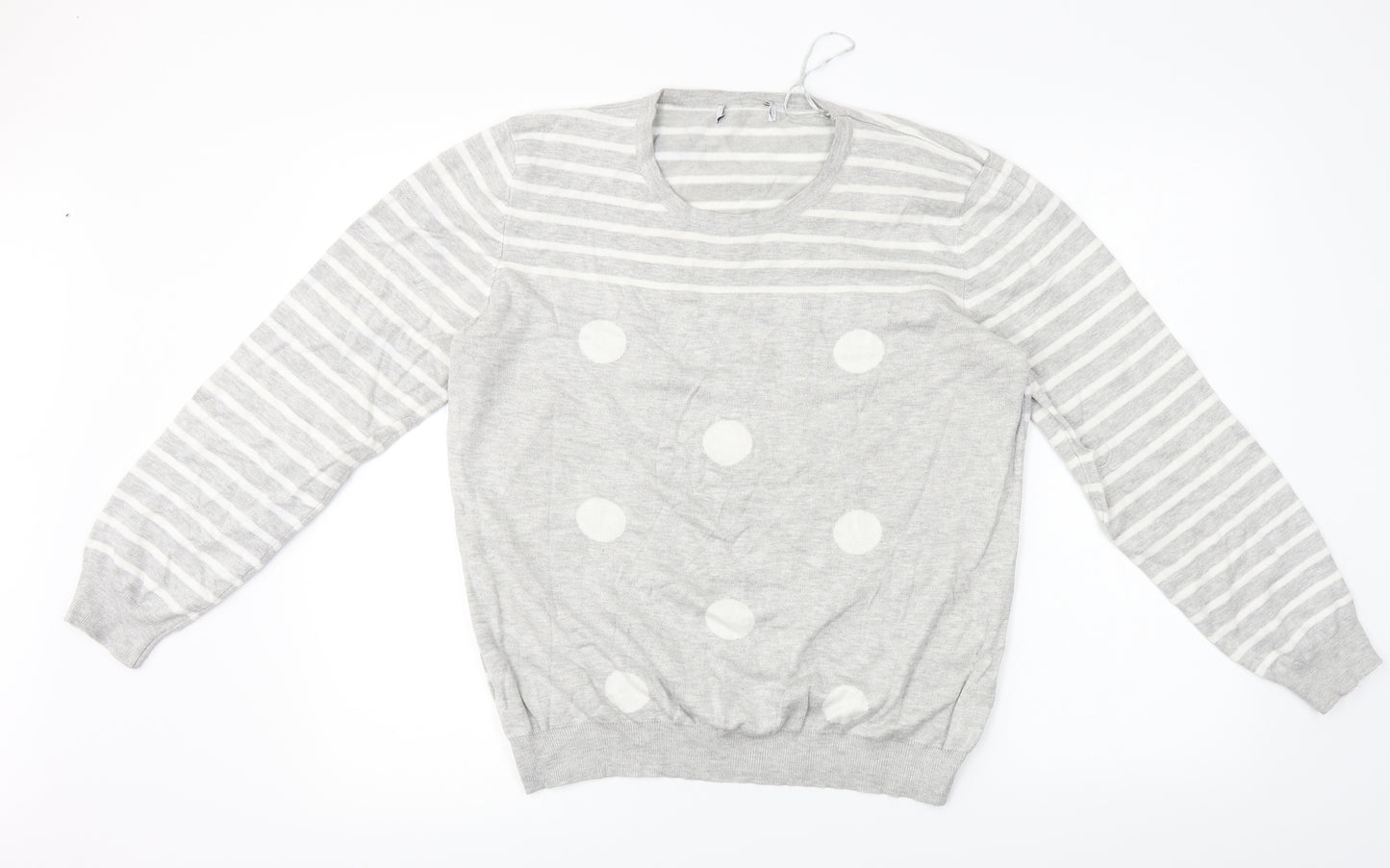 Preworn  Womens Grey Striped  Pullover Jumper Size XL