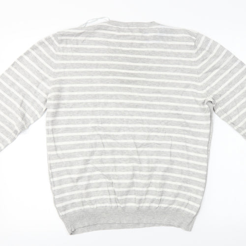 Preworn  Womens Grey Striped  Pullover Jumper Size XL