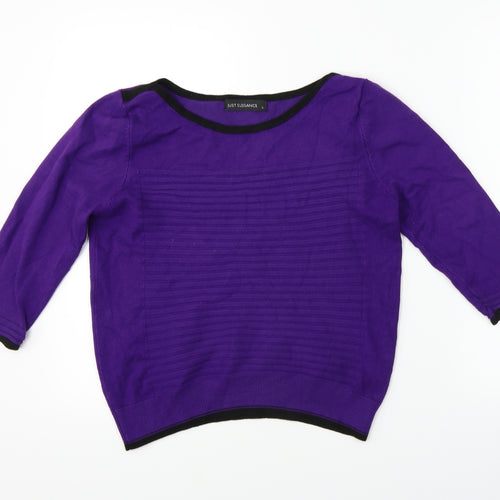 JUST ELEGANCE Womens Purple   Basic Polo Size M