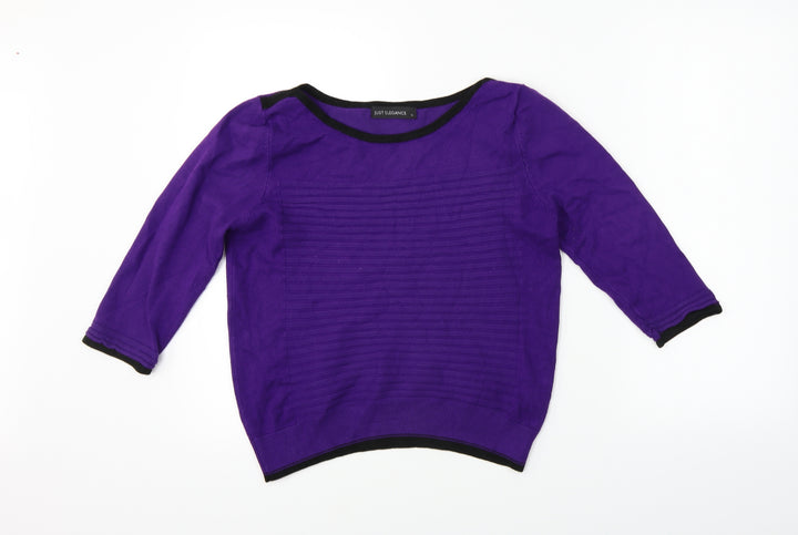 JUST ELEGANCE Womens Purple Basic Polo Size M