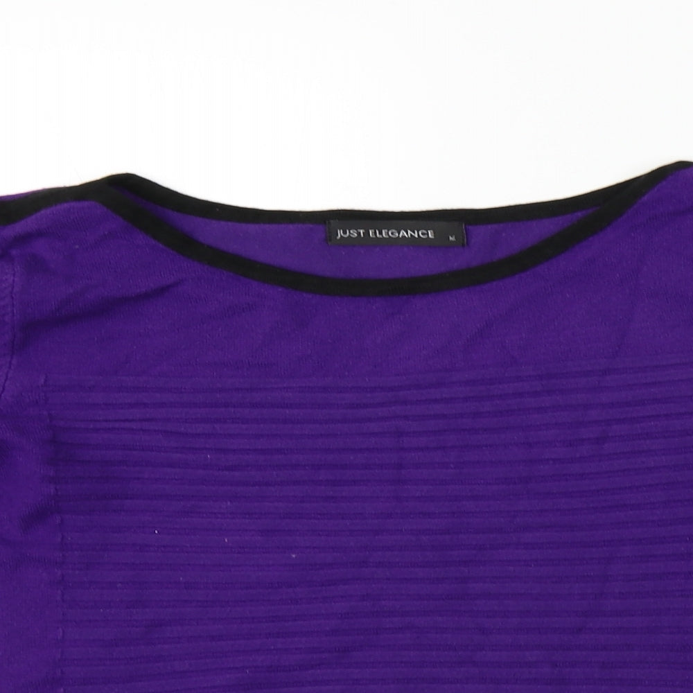 JUST ELEGANCE Womens Purple   Basic Polo Size M