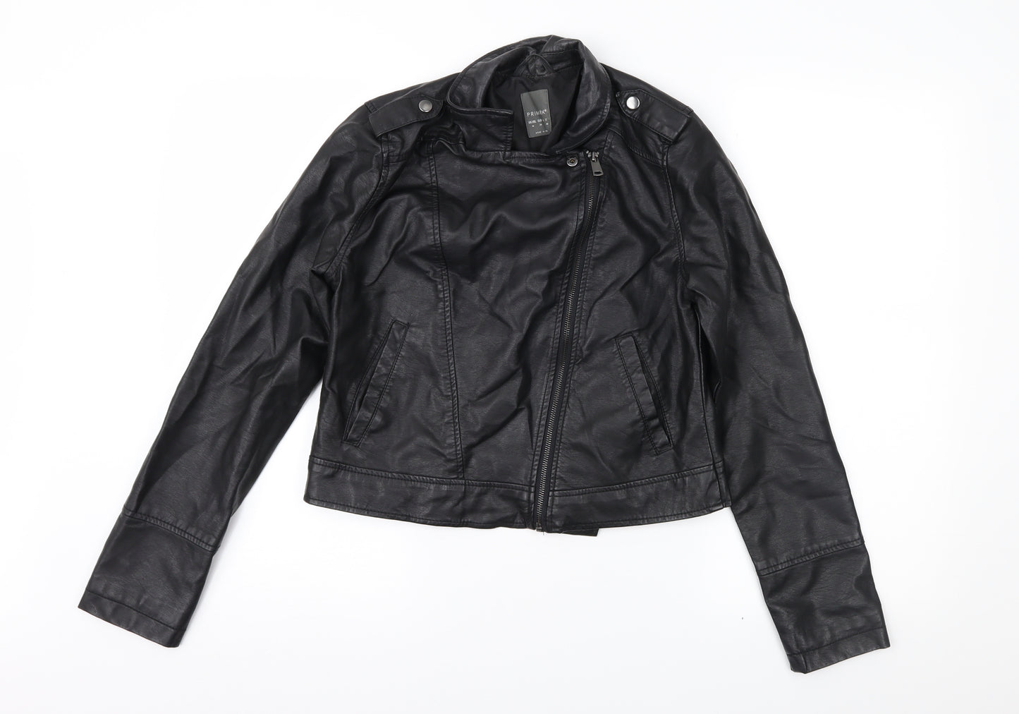 Primark Womens Black   Biker Jacket Size 10