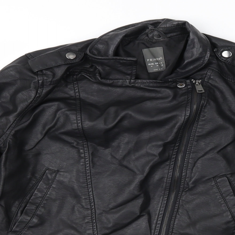 Primark Womens Black   Biker Jacket Size 10