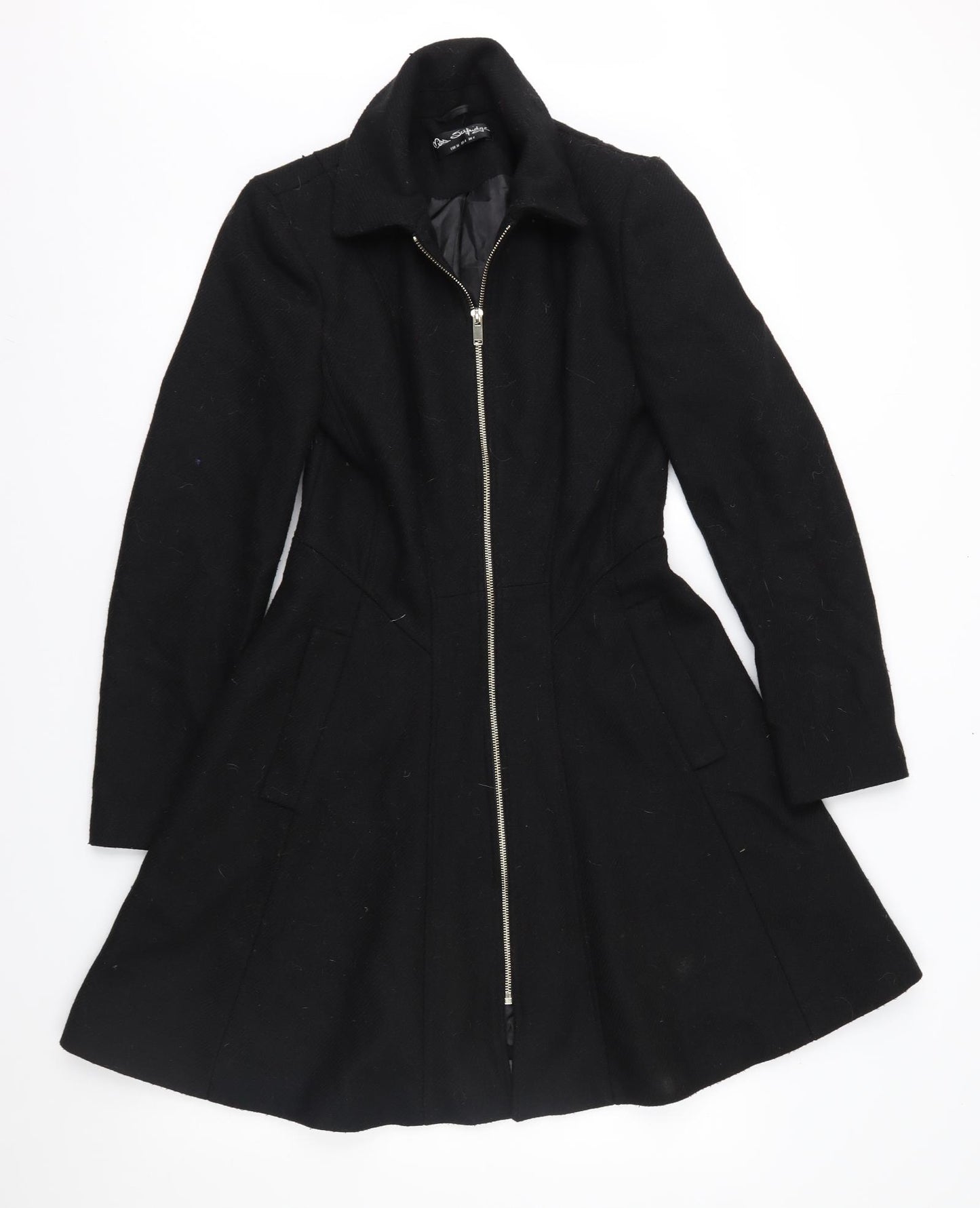 Miss Selfridge Womens Black   Overcoat Coat Size 8
