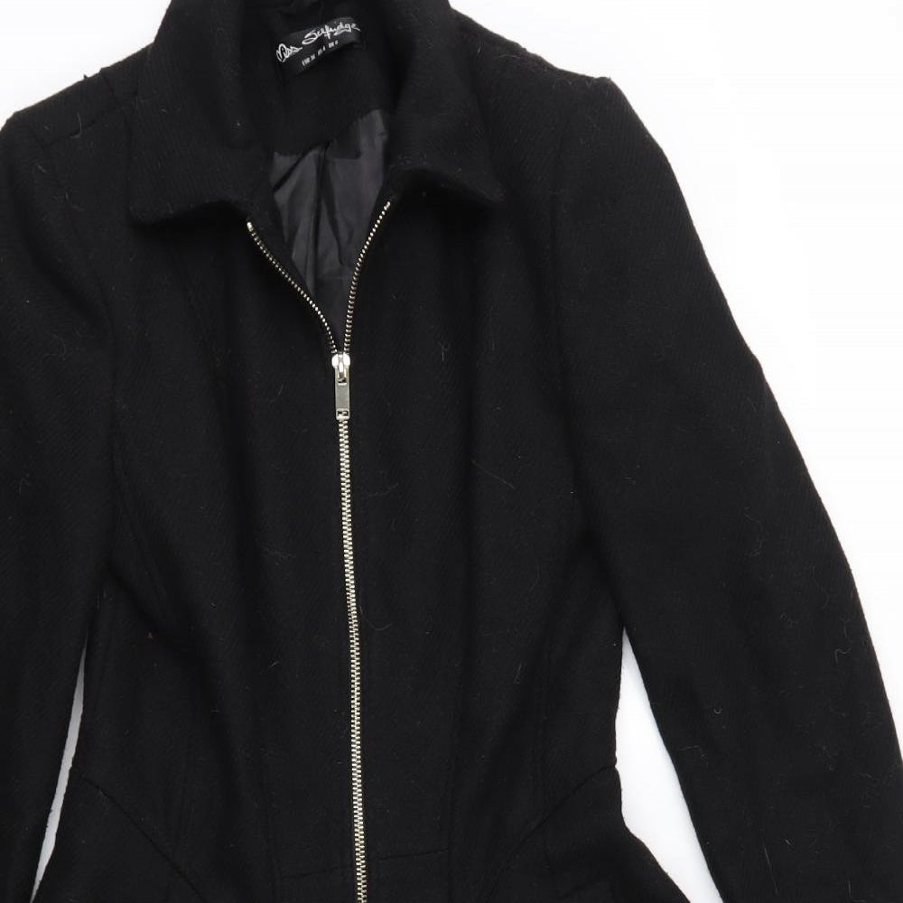 Miss Selfridge Womens Black   Overcoat Coat Size 8