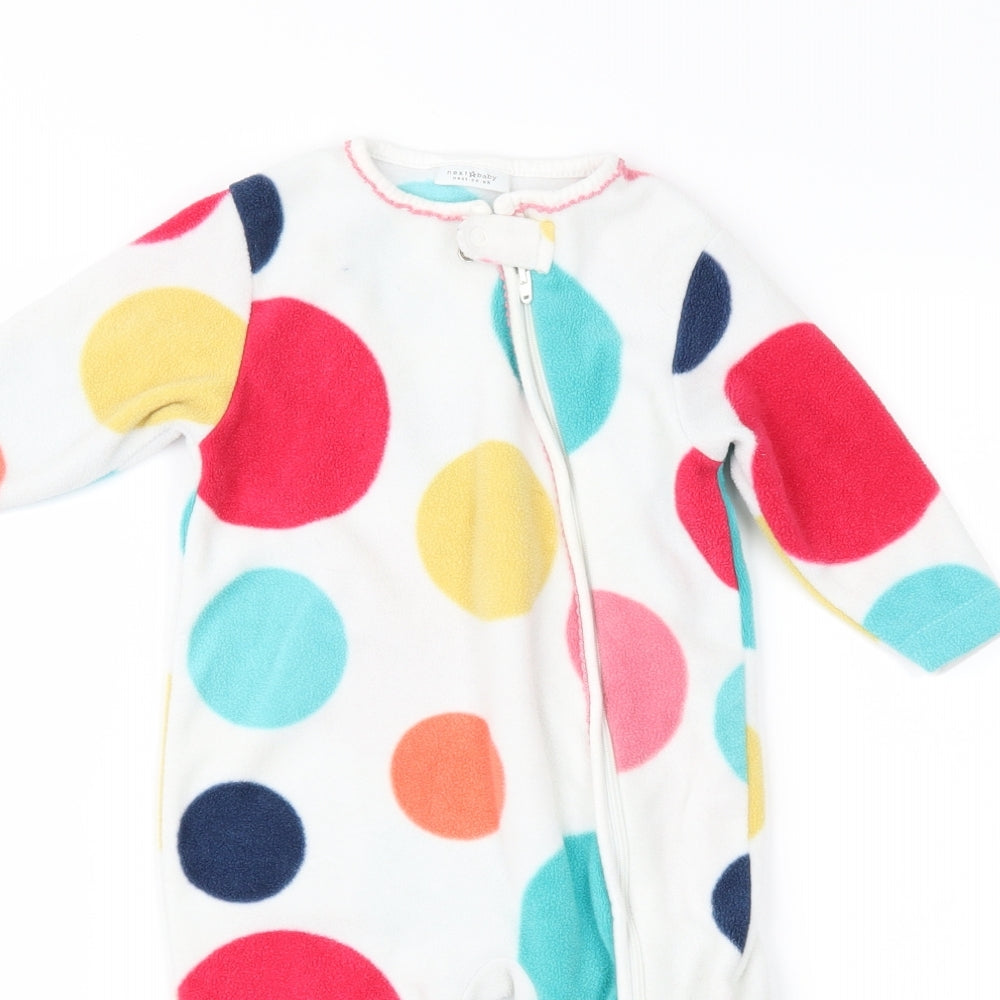 NEXT Baby Multicoloured Polka Dot Fleece Babygrow One-Piece Size 6-9 Months