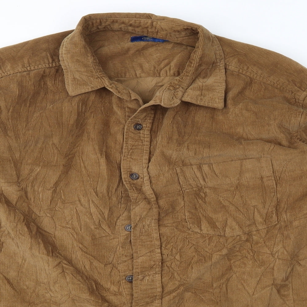 Cotton Traders Mens Brown  Corduroy  Button-Up Size L