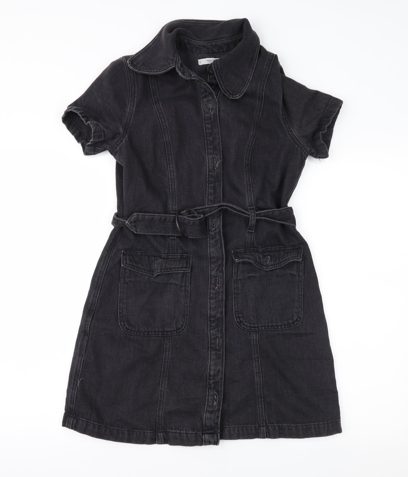 Mango Womens Black  Denim Shirt Dress  Size M