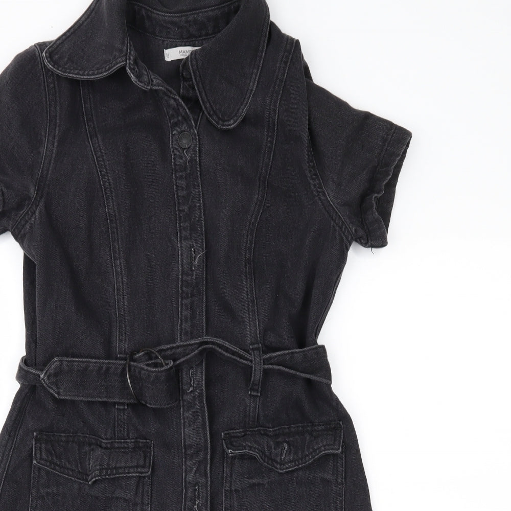 Mango Womens Black  Denim Shirt Dress  Size M