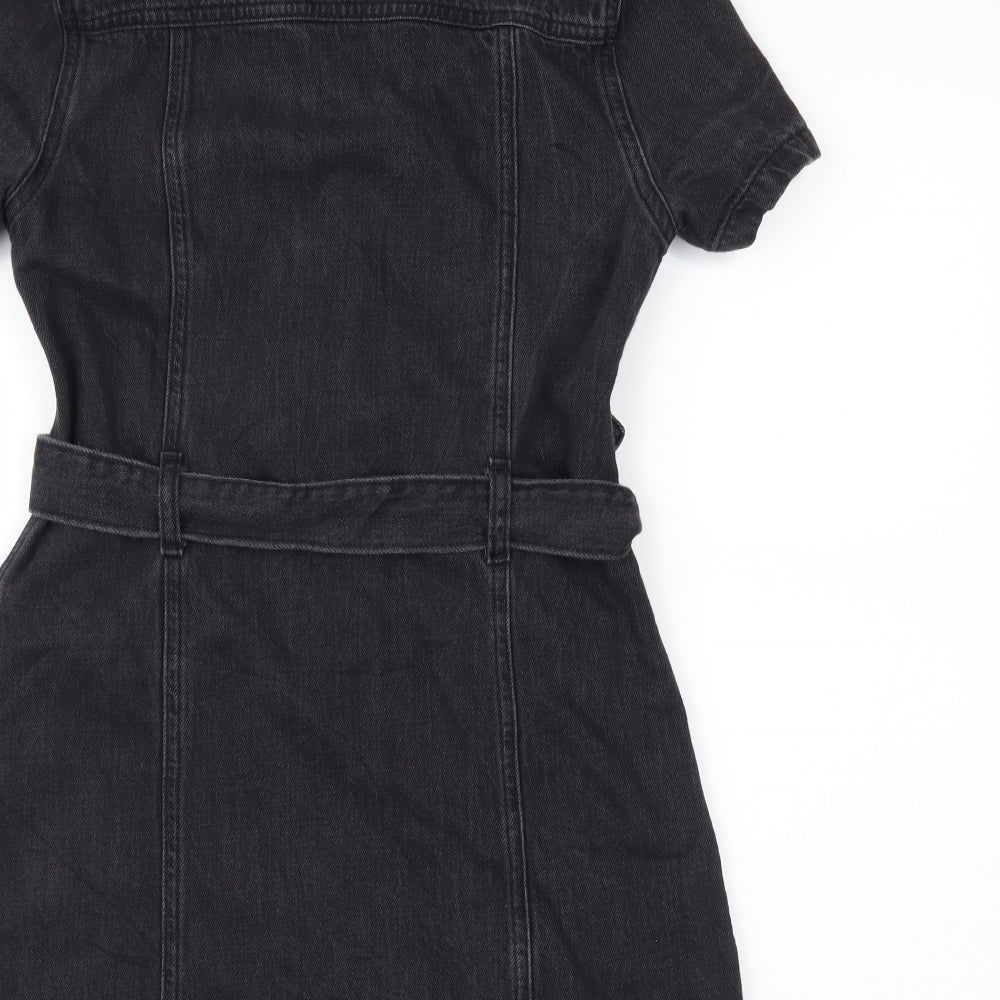 Mango Womens Black  Denim Shirt Dress  Size M