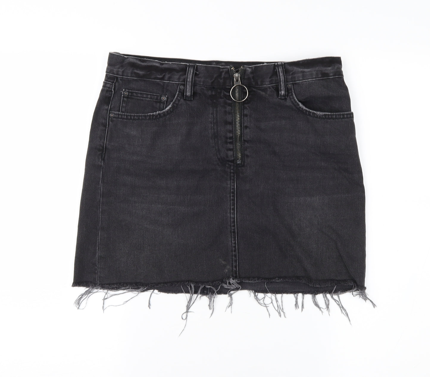 AllSaints Womens Black  Denim Straight & Pencil Skirt Size 10