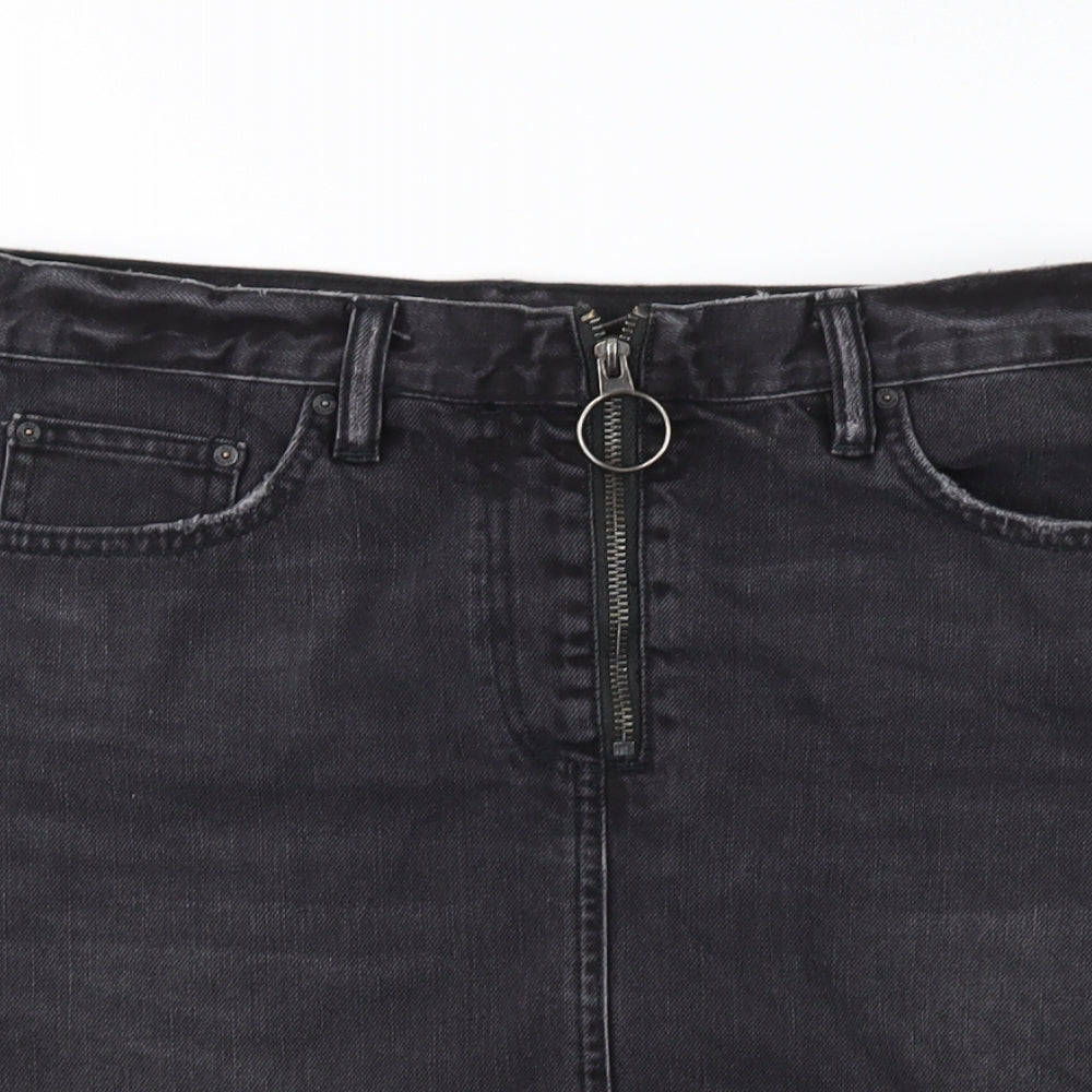 AllSaints Womens Black  Denim Straight & Pencil Skirt Size 10