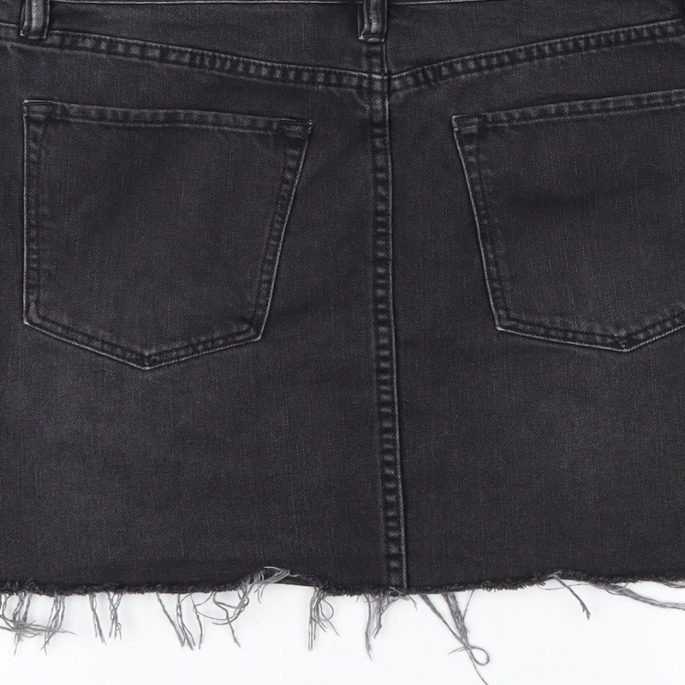 AllSaints Womens Black  Denim Straight & Pencil Skirt Size 10