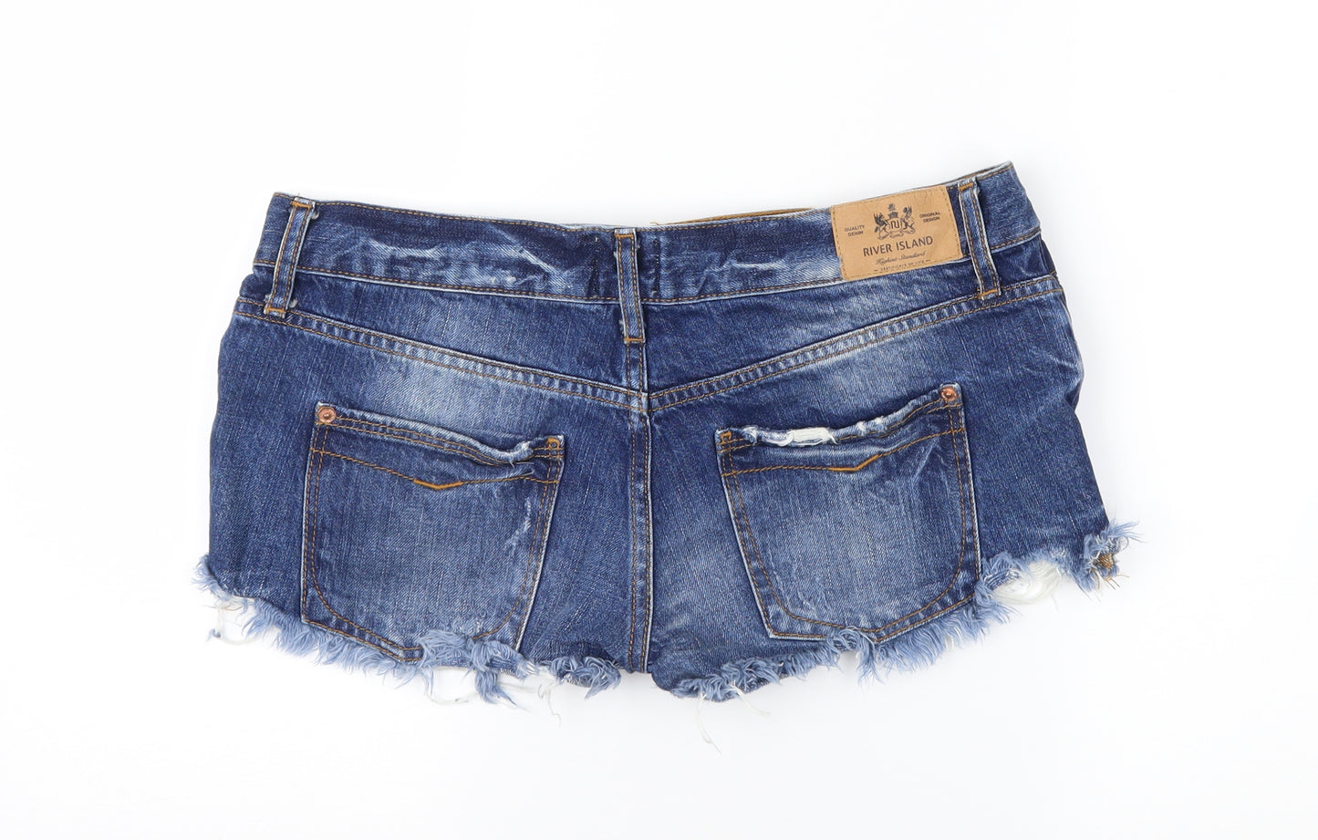 River Island Womens Black  Denim Cut-Off Shorts Size 12